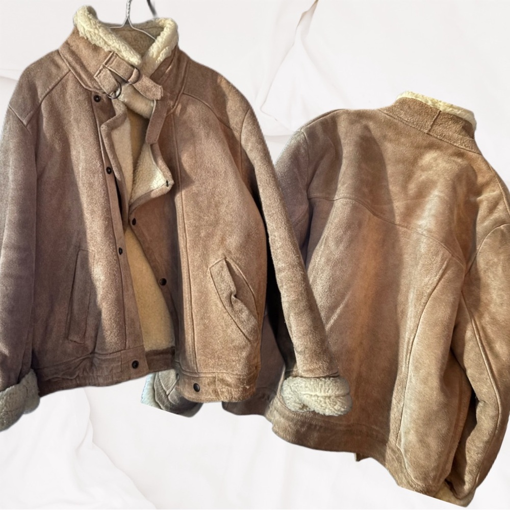 Women's Shearling Leather Jacket - Tan